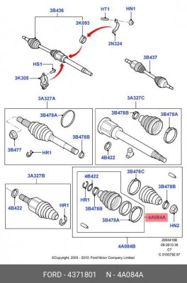 ВНУТРЕННИЙ ПЫЛЬНИК/BOOT 4371801 4371801 FORD