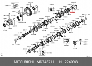 Подшипник КПП MITSUBISHI Lancer вала вторичного OE MD748711 MITSUBISHI