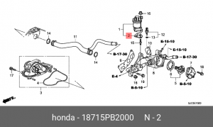 Прокладка HONDA Civic клапана рециркуляции картерных газов OE 18715PB2000 HONDA