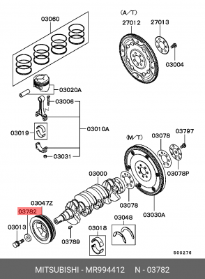 шайба шкива коленвала!\Mitsubishi Pajero 00-06 MR994412 MITSUBISHI