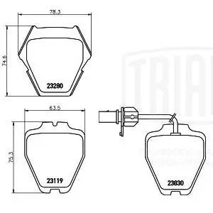 Колодки торм. Audi A6 (97-)/Allroad (00-) диск. перед. т/с TRW (кмпл. с 2 датч.) PF4169 TRIALLI