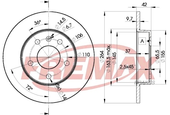 диск тормозной задний!\ Opel Astra 1.4-2.0TDi/2.2TDi 98> BD9110 FREMAX