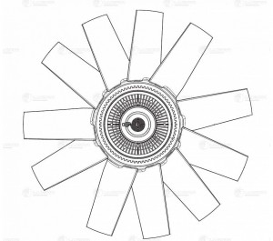 Муфта вязкост. с крыльч. для ам ГАЗ 3306, 3309, 3310 (Валдай) с дв. Cummins 3.8  LVC 03029 LUZAR