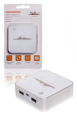 аккумулятор внешний универсальный 7800мач: 2хusb 5v 1a+2.1a led дисплей !\ APB0803 AIRLINE