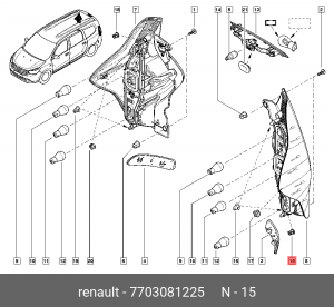 клипса пластм.!\ Renault Master III 10> 7703081225 RENAULT