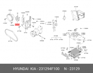 Ролик натяжной HYUNDAI Porter 2 ремня кондиционера с кронштейном OE 231294F100 HYUNDAI KIA