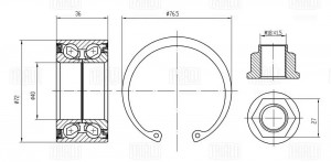 Подшипник ступицы для а/м Suzuki Swift (05-) перед. (кмпл:подш./гайка/стоп.кол.) CS 2480 TRIALLI