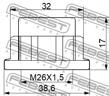 Гайка 32x17 MERCEDES BENZ W204/W205 1698-NHUB03 1698-NHUB03 FEBEST