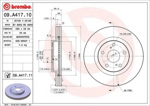 Диск тормозной 09.A417.11 09.A417.11 BREMBO
