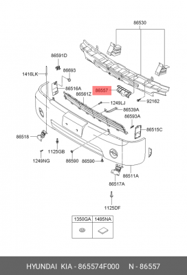 Кронштейн бампера HYUNDAI Porter 2 переднего OE 865574F000 HYUNDAI KIA