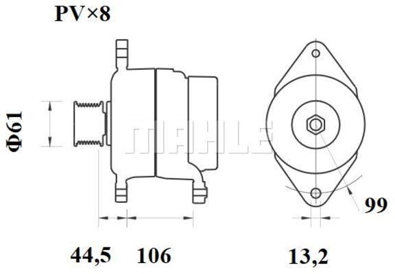 Генератор 28V/110A, B12/FH12/FM, Magnum/Kerax MG 802 MAHLE KNECHT