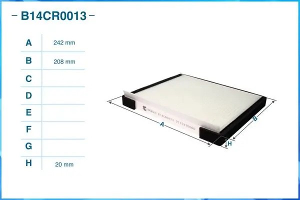 Фильтр салонный пылевой B14CR0013 B14CR0013 CWORKS