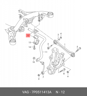 РЕЗИНОВАЯ ПОДУШКА СТАБИЛИЗАТОРА 7P0 511 413 A VAG