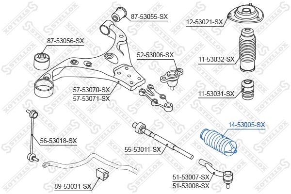 пыльник рейки рулевой!\ Kia Sportage 04> 14-53005-SX STELLOX
