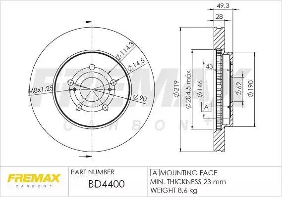 диск тормозной передний!\ Lexus RX 3.0-4.0, Toyota Harrier 2.4-3.5i 03> BD4400 FREMAX