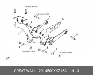 2914500XKZ16A GREAT WALL, РЫЧАГ ЗАДНЕЙ ПОДВЕСКИ ПРАВЫЙ ВЕРХНИЙ, КНР 2914500X 2914500XKZ16A GREAT WALL
