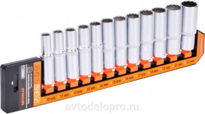 Набор головок торцевых 1/2" 10-22мм 12-ти гранных высоких 12 предметов АВТОДЕЛО 39857 AVTO DELO