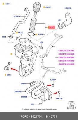 фильтр масляный!\ Ford Focus/Kuga 09-12/Mondeo 07>/S-Max 2.5 06> 1421704 FORD