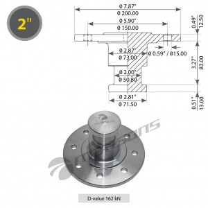 Шкворень полуприцепа 2" без потайголовки без тарелки, без болтов 200.203 MANSONS