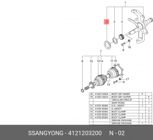 Сальник SSANGYONG Rexton (02-) кулака поворотного OE 4121203200 SSANG YONG