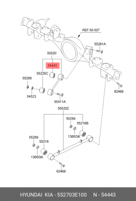 Сайлентблок KIA Sorento (06-) рычага заднего верхнего продольного задний OE 552703E100 HYUNDAI KIA