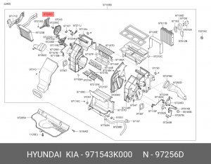 Привод HYUNDAI Santa Fe (06-),Sonata NF (04-) заслонки отопителя OE 971543K000 HYUNDAI KIA