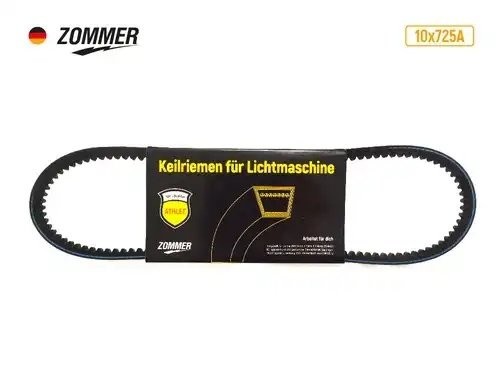 Ремень 725 (AVX10) генератора ZAZ Chance, Sens (зубчатый) усиленный ATHLET 10725A ZOMMER