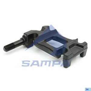 Опорная пластина рессоры левая с крепление под амортизатор; A 92 / B 148 / □ 66  071.035 SAMPA