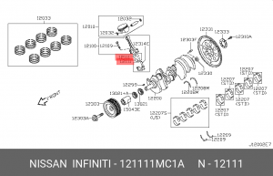 вкладыш шатунный 12111-1MC1A 12111-1MC1A NISSAN