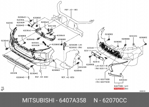 Накладка боковая переднего бампера MITSUBISHI 6407A358 MITSUBISHI