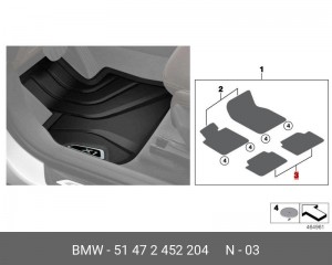 Коврик салона BMW X2 (F39) задний (2 предм.) OE 51 47 2 452 204 BMW
