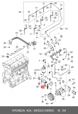 Насос топливный KIA K2500,K2700,K2900,K3000S ручной подкачки OE 0K52A13490A HYUNDAI KIA