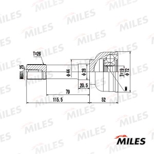 ШРУС перед.наруж. SUZUKI JIMNY SN413 98-18 1.3 (19x44x26) GA20437 GA20437 MILES