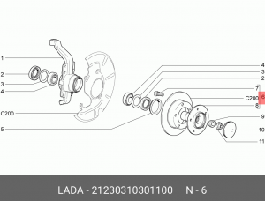 Ступица ВАЗ-2123 в сборе с тормозным диском АвтоВАЗ 21230-3103011-00 LADA VAZ