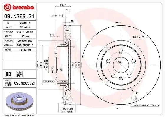 Диск тормозной 09.N265.21 09.N265.21 BREMBO