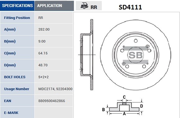 Диск тормозной задний HONDA ACCORD VIII 08- SD4111 SD4111 SANGSIN