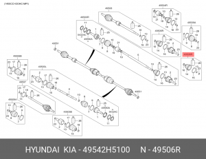 HYUNDAI, ПЫЛЬНИК ШРУСА ВНУТРЕННИЙ R КАТ№49542H5100, СТРАНА ВВОЗА: ВЕНГРИЯ 49542H5100 HYUNDAI