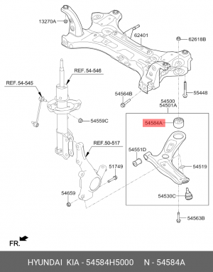 cайлентблок рычага переднего задний!\ Hyundai Solaris 17> 54584-H5000 HYUNDAI