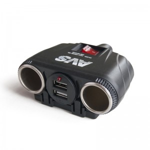 Разветвитель прикуривателя 2-х гнездовой 12-24V 2USB 3.1A AVS A80922S AVS