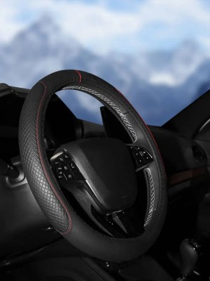 Оплетка на руль, искусст. кожа, с тиснением ромб , черная, красн. прошивка, 38 с AWS-LI-20M AIRLINE