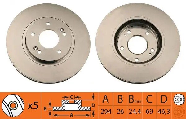 Диск тормозной передний MITSUBISHI ASX 10- BR11114T BR11114T SB NAGAMOCHI