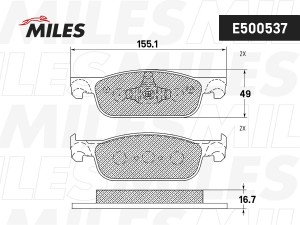 Колодки тормозные передние (Смесь CERAMIC серия PRO) LADA X-RAY (TRW GDB2157) E5 E500537 MILES