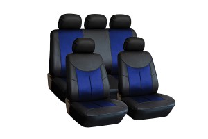 Авточехлы универсальные экокожа черно-синие Style KRAFT KT835629 KRAFT