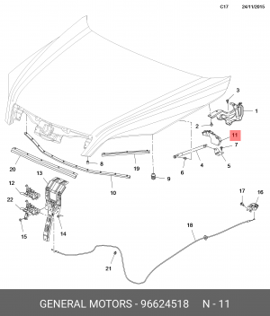 Уплотнитель CHEVROLET Captiva (07-08) капота OE 96624518 GENERAL MOTORS