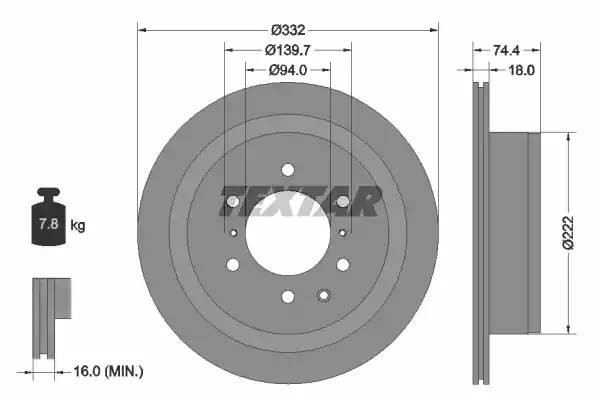 92167303 диск тормозной задний!\ Mitsubishi Pajero IV 3.8i/3.2Di-D 07> 92167303 TEXTAR