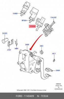 датчик положения педали сцепления!\ Ford Transit 05> 1 143 409 FORD