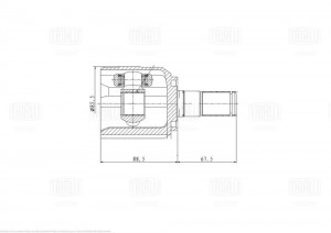 ШРУС Hyundai iX35 (10-)/Kia Sportage III (10-) 2.0i AT 2WD/4WD (внутр. лев. пере GO 0838 TRIALLI