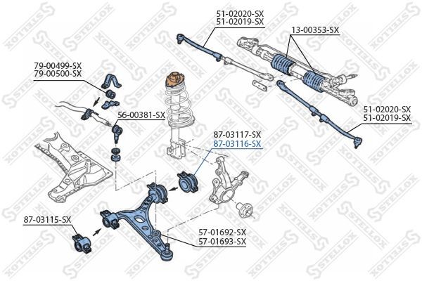 сайлентблок рычага зад. п.!\ Fiat Tempra all 87-97/Brava all 95-01 87-03116-SX STELLOX
