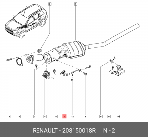 Трубка давления выхлопных газов Duster II RENAULT 208150018R RENAULT