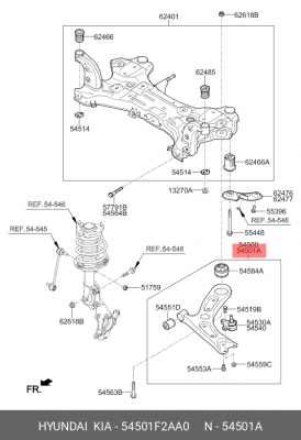 Рычаг подвески KIA Cerato (18-) передней правый OE 54501-F2AA0 HYUNDAI KIA